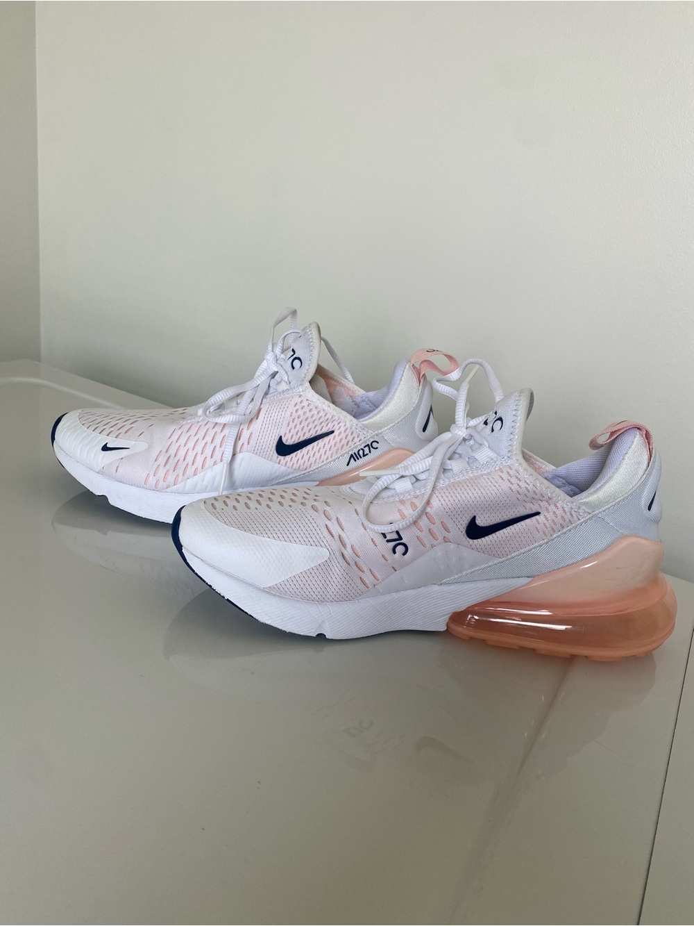 Nike White Sneakers with Soft Pink Accents - Picture 4 of 9